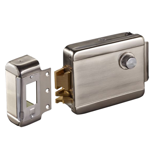 Serratura superficie elettromeccanica - Modo apertura Fail Safe (NC) - Applicabile a sistemi antincendio - LED di stato - chiusura automatica programmabile - Apertura a destra verso l'esterno