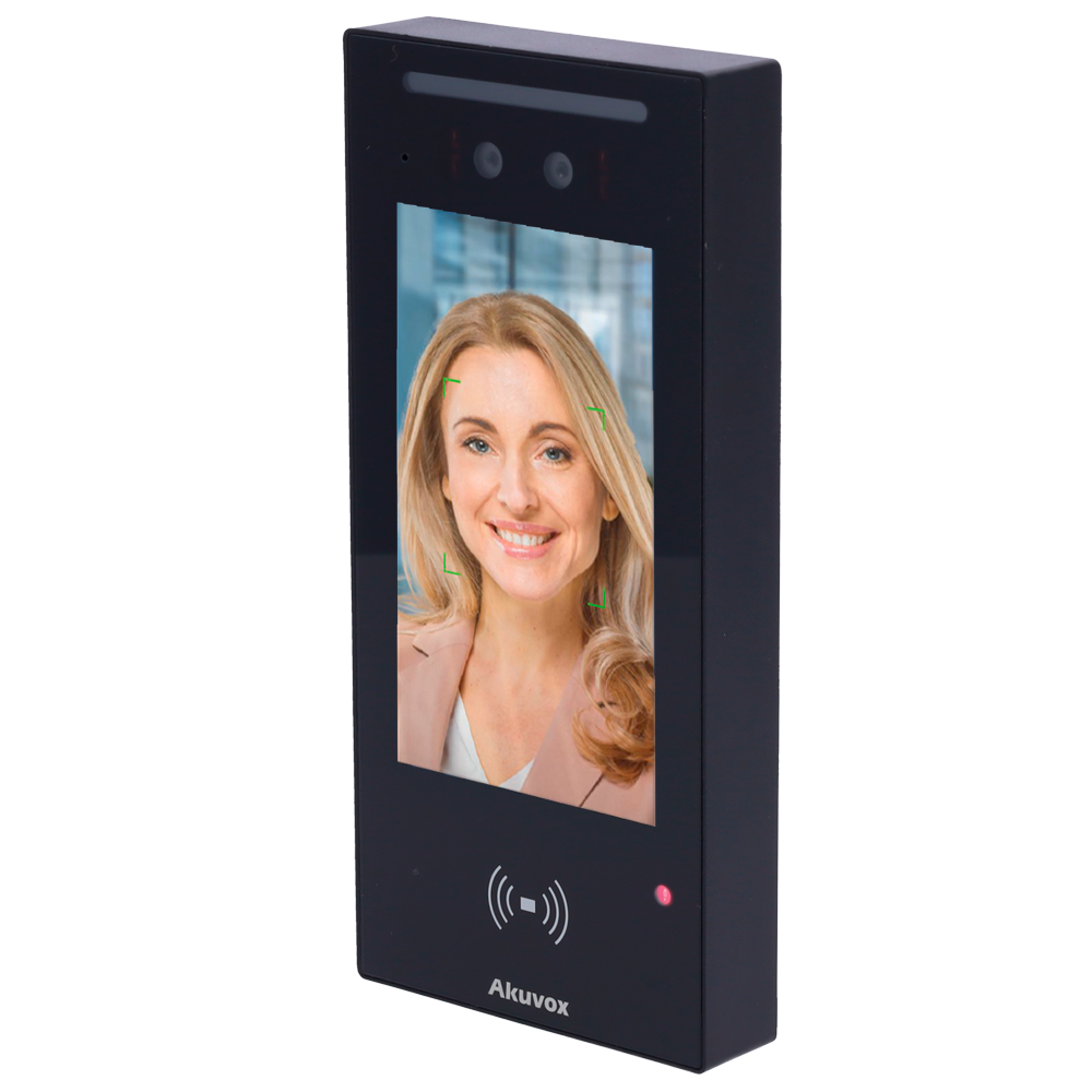 Pulsantiera Videocitofono Akuvox AK-E16C Videocitofono IP con controllo accessi Telecamera 2 Mpx | Audio e video bidirezionaleRiconoscimento Facciale, scheda, NFC, BLE, QR e PIN | 1 relè20.000 utenti | PoE, SIP standardSchermo touch screen IPS da 5"
