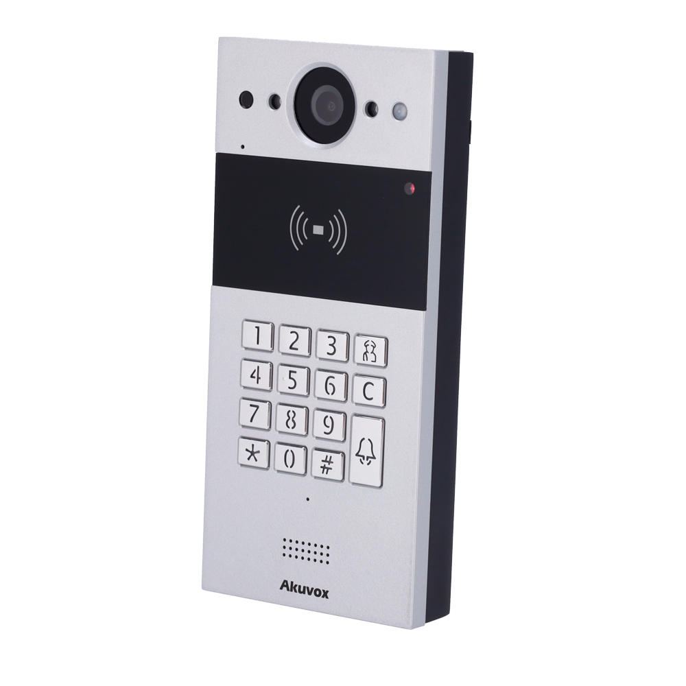 Pulsantiera Videocitofono Akuvox AK-R20K Videocitofono IP da superficieTelecamera 2 Mp | Audio bidirezionale Crystal ClearApertura con scheda EM/MF, NFC e PIN | 2 relè Codici temporanei