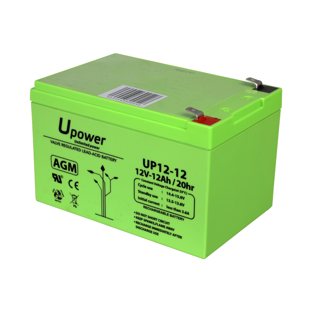 Upower - Batteria ricaricabile - Tecnologia piombo-acido AGM - Voltaggio 12 V - Capacità 12.0 Ah - 101 x 151x x 98/ 3800g - Per backup o uso diretto - BATT-1212-U