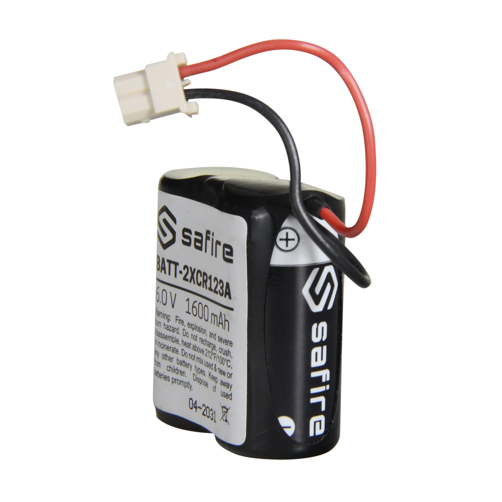Safire - Pack di pile CR123A / CR17345 / 5018LC - Connettore Molex 5284 - Voltaggio 6 V / Litio - Capacità nominale 1600 mAh - Compatibile con rilevatori Visonic Next Cam PG2 e K9 PG2 - BATT-2XCR123A