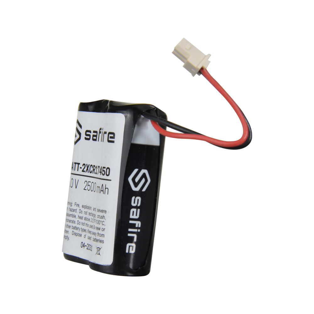 Safire - Pack di pile CR17450 / 4/5A / CR8L - Connettore Molex 5284 - Voltaggio 6 V / Litio - Capacità nominale 2500 mAh - Compatibile con rilevatori Visonic Next Cam PG2 e K9 PG2 - BATT-2XCR17450
