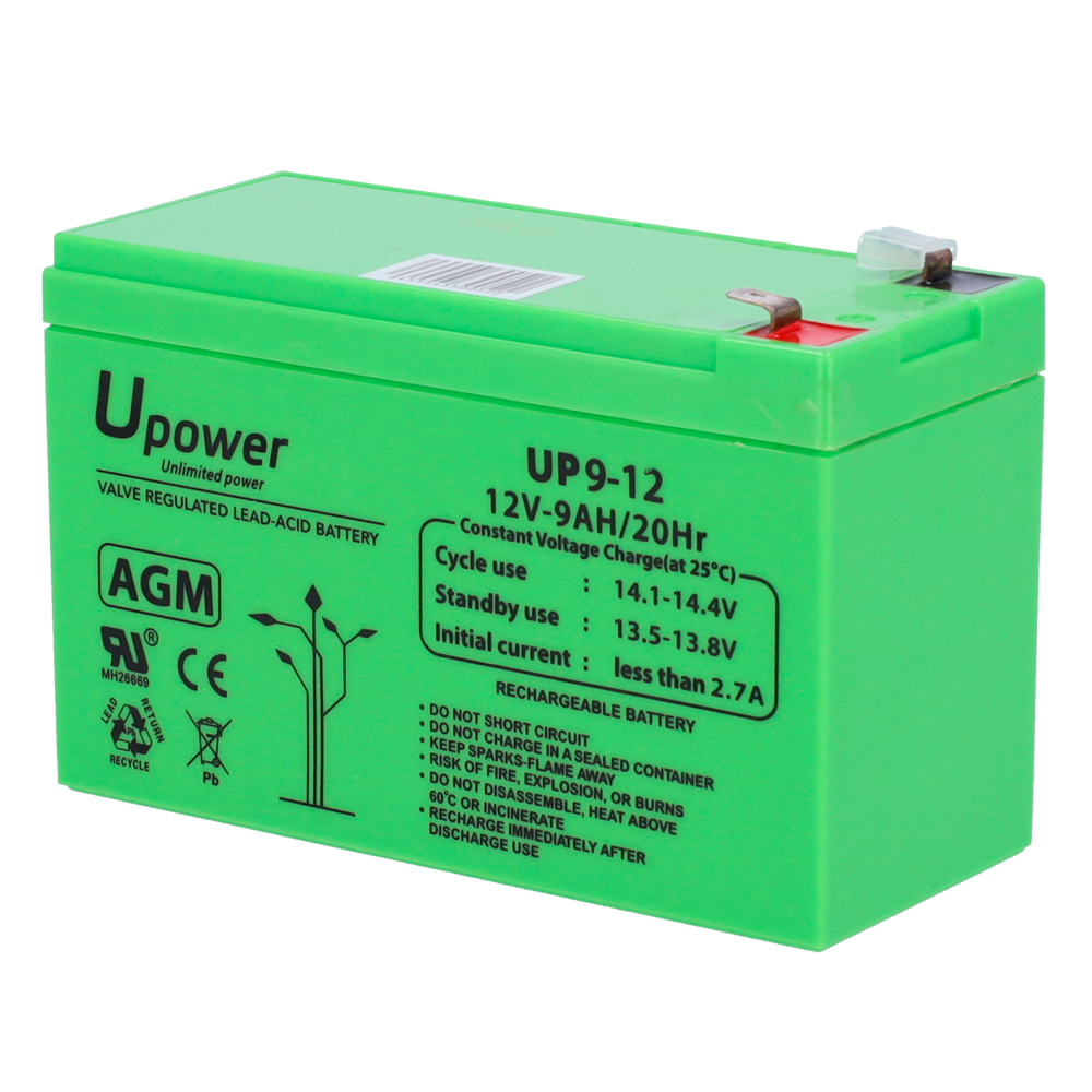 Upower - Batteria ricaricabile - Tecnologia piombo-acido AGM - Voltaggio 12 V - Capacità 9.0 Ah - 95 x 151 x 65 mm / 2660 g - Per backup o uso diretto - BATT1290-U