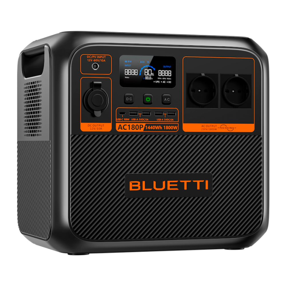 Batteria portatile - Gran capacità 1440Wh - Potenza in uscita 1800W LiFePO4 - Uscite multiple/Moduli di ricarica multipli - 3500 cicli di vita - Display LCD | Controllo tramite app