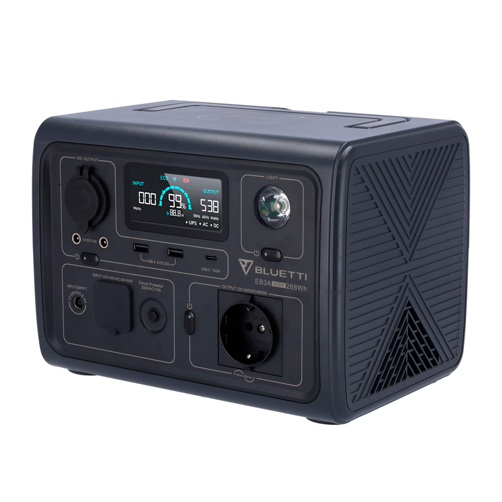 Batteria portatile - Grande capacità 268.8Wh - Potenza in uscita 600W max | LiFePO4 - Uscite multiple/Moduli di ricarica multipli - 2500 cicli di vita - Schermo LCD