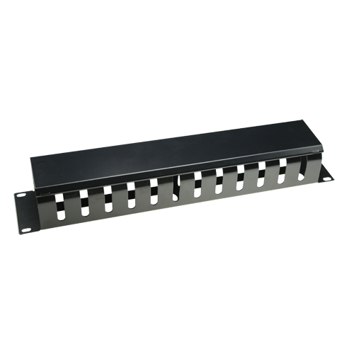 Organizzatore di cavi - Misura massima 1U - Adatto per rack 19" - Robusto e resistente - Colore nero - Fabbricato in metallo - CB-1U