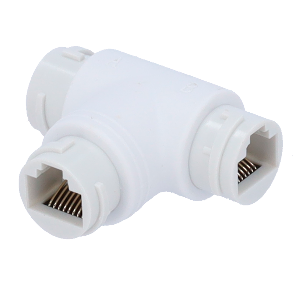 Adattatore RJ45 - Connettore di ingresso RJ45 femmina - Connettore di uscita 2 RJ45 femmina - Compatibile con UTP - IP66 - Colore bianco