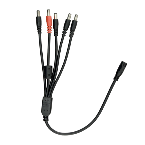 Distributore di alimentazione SAFIRE - 1 uscita Maschio standard - 5 uscite Femmina standard - Alimentazione fino a 5 telecamere - 1 unica fonte di alimentazione - 300 mm di lunghezza