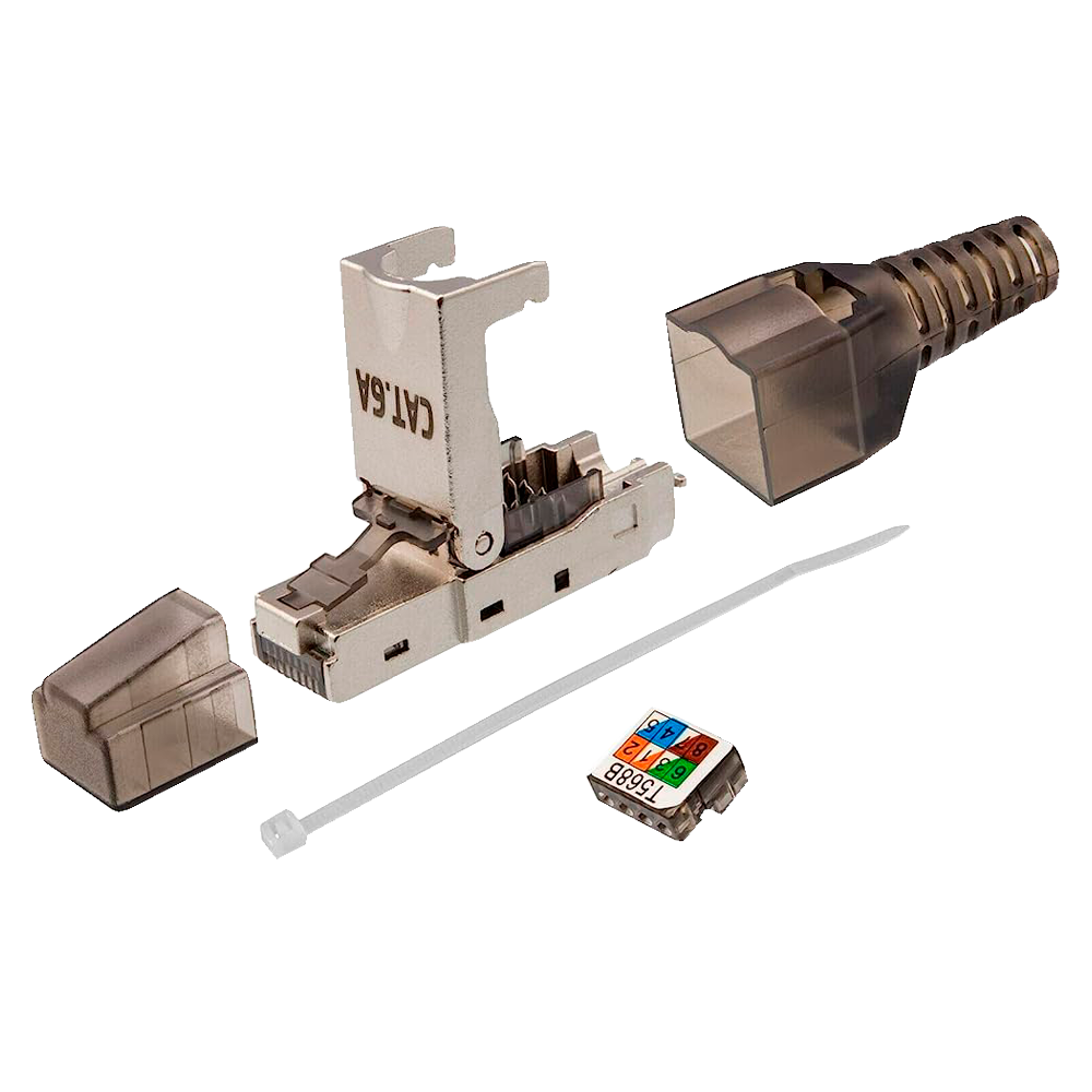 Connettore RJ45 - Compatibile con il cavo FTP Cat 6A - Housing metallico - Compatibile con i cavi AWG32 - Facile installazione senza necessità di strumenti