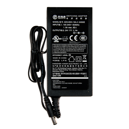 Alimentatore elettronico - 24 V / 2500 mA - Dimensioni ridotte - 110 (I) x 55 (La) x 30 (Lu) mm - 220 g - Stabilizzato - DC2425