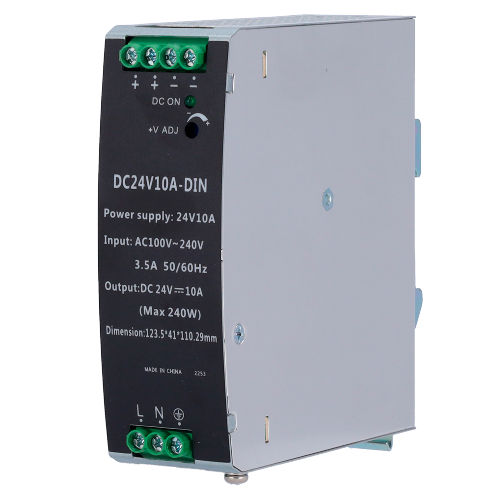 Alimentatore a commutazione - uscita DC 24 V 10 A / 240 W - 2 uscite - Voltaggio in entrata 90 V ~ 264 V - 100 (P) x 94 (I) x 40 (H) mm - Montaggio su guida DIN