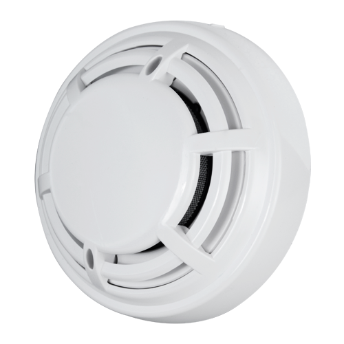Rilevatore convenzionale ottico antincendio - Certificato EN54 parte 7 - Allarme a doppio LED per la visualizzazione da qualsiasi luogo - Realizzato in materiale ABS resistente al calore - Non include base - Compatibile con basi V2