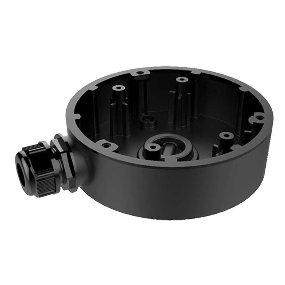 Scatola di giunzione - Per telecamere dome - Per esterni - Installazione a tetto o parete - Colore nero - Passacavo