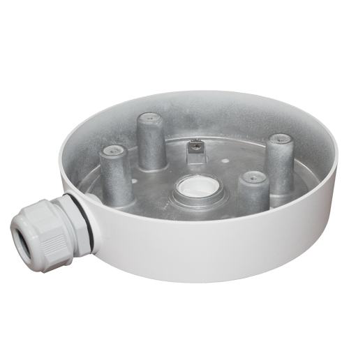 Scatola di giunzione - Per telecamere dome - Per esterni - Installazione a tetto o parete - Colore bianco - Passacavo