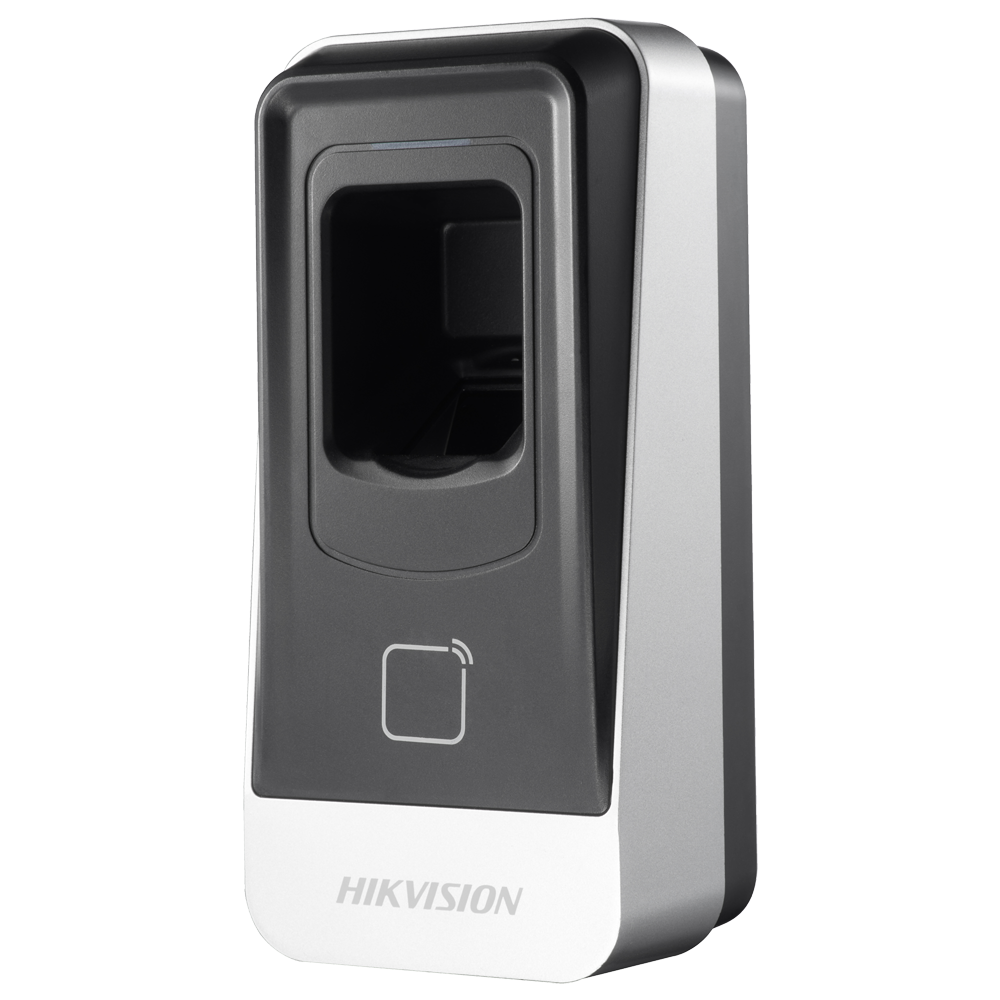 Lettore di accesso - Accesso tramite impronta digitale e scheda MF - indicatore LED e acustico - RS485 - Compatibile con i controller Hikvision - Adatto per esterni IP65