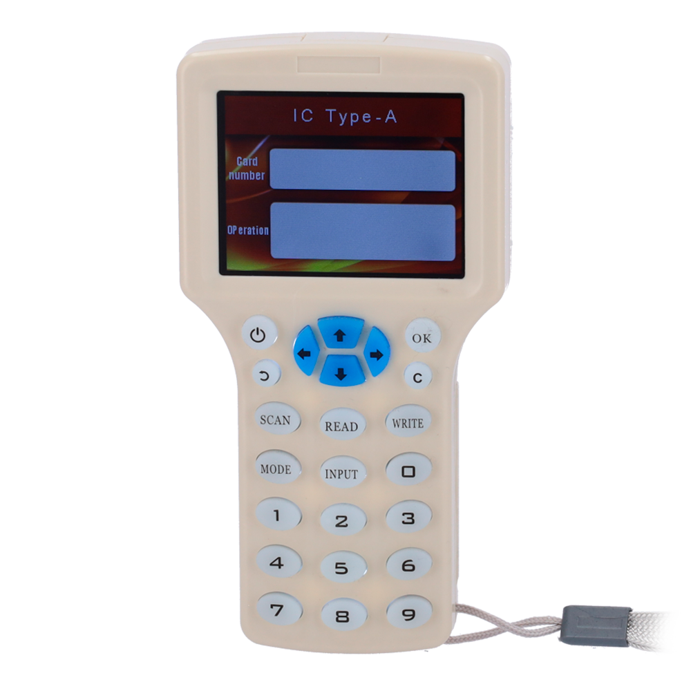 Lettore-scrittore di schede RFID - Display 3" TFT e tastiera - Identificazione e clonazione di schede - EM 125 kHz e MF 13.56 MHz - Alimentazione 4 pile AAA o micro-USB - Plug & Play