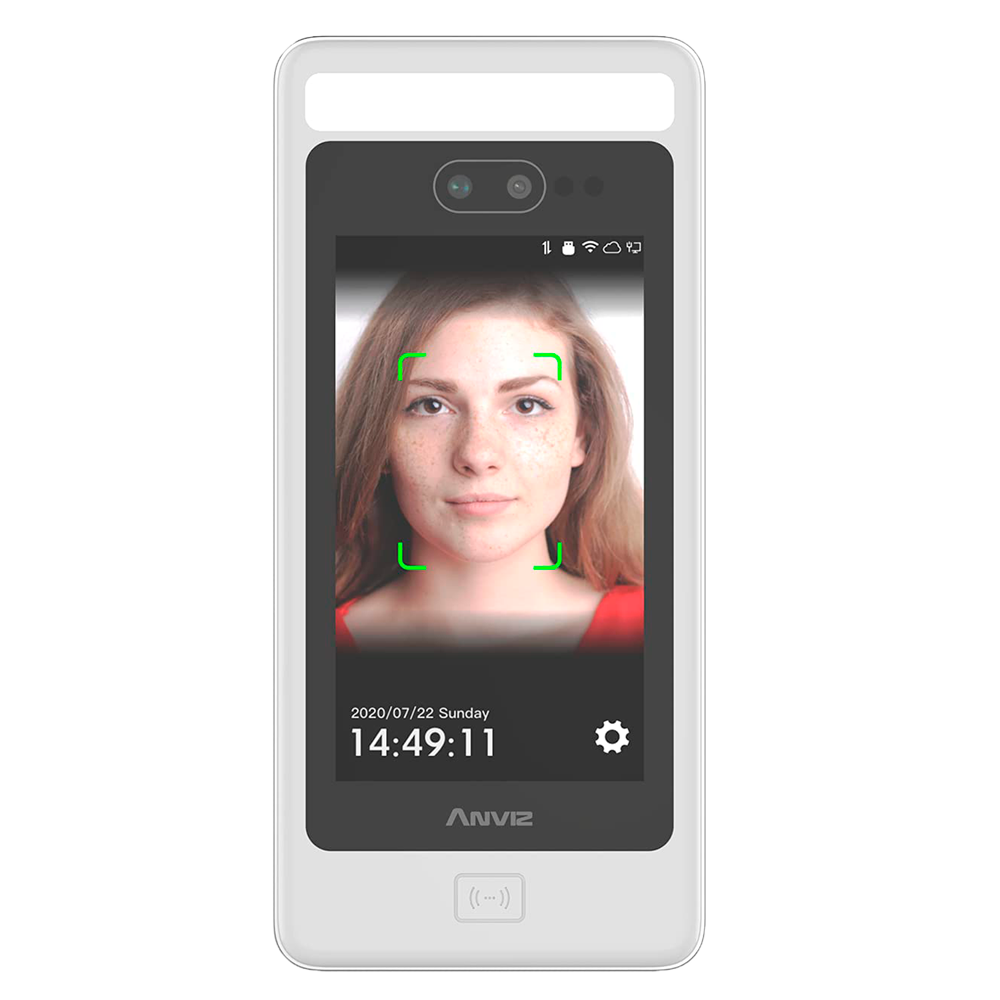 Controllo accessi e presenze Anviz - Rilevamento mascherina - Identificazione tramite viso, scheda e PIN - 50.000 utenti | 100.000 registri - 10 modalità di presenza | Controller integrato - Software Anviz CrossChex | Per Esterni IP65