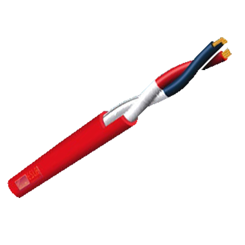 Tamburo del cavo intrecciato schermato - Resistente al fuoco 120' CR1 - Bobina da 100 metri - Conduttore di rame 2x1mm2 - Certificato CPR Cca -1sb, a1, d1 - Certificato EN 50575 - Resistenza 21?/Km