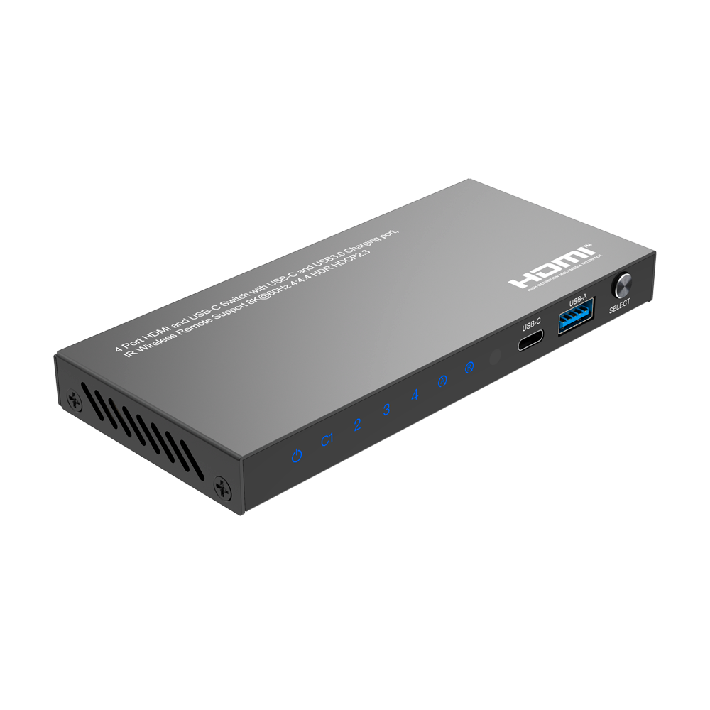 HDMI Switch - 3 Ingressi HDMI - 1 ingresso USB - C - HDMI-SW-4x1-8K60