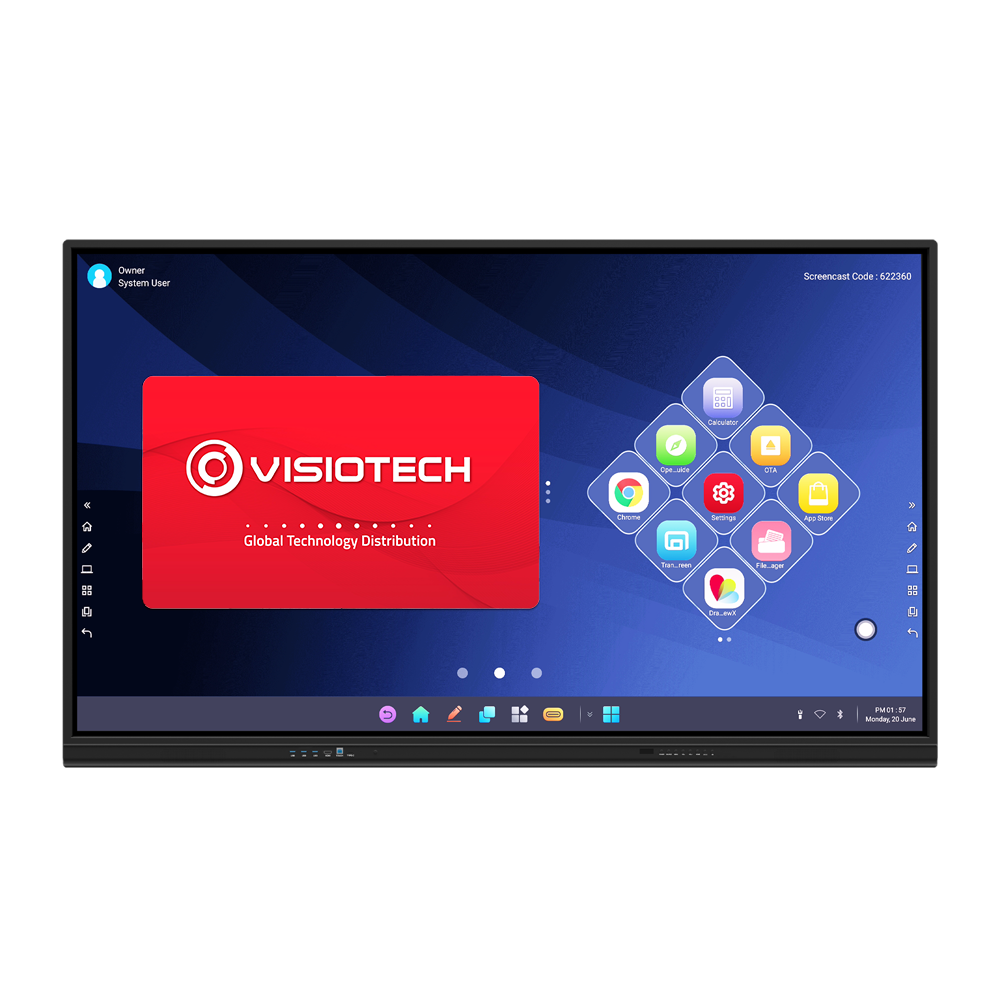 Schermo interattivo IBOARD 86'' 4K - (Opzionale) Lavagne laterali - Risoluzione 3840x2160 - Ingressi HDMI, VGA, DP, Type-C, LAN, USB, OPS - Angolo di visione 178° - Altoparlanti integrati