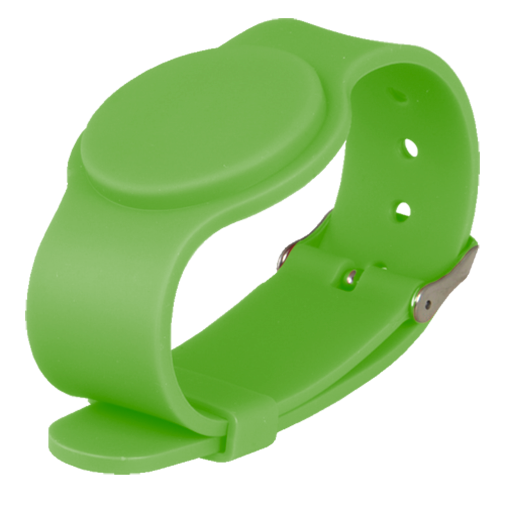 Bracciale di prossimità - ID per radiofrequenza - MF passivo | Color verde - Alta frequenza 13.56 MHz - Cinturino regolabile - Massima sicurezza