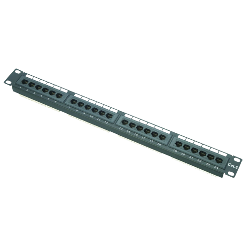 Patch panello di 24 porte UTP/RJ45 - Formato per rack - Ammette cavi fino a CAT6 - Dimensione 1U per facilitare l'installazione - Dual IDC: 110 IDC e Krone IDC - Connessione rapida e semplice - PP-24