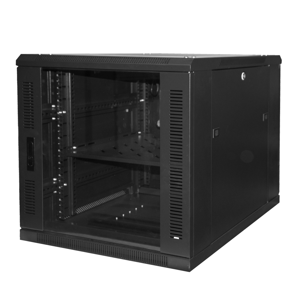 Armadio rack per pavimento - Fino a 12U rack da 19" - Fino a 800 Kg di carico - Con ventole e passacavi - 4 ventole, 1 vassoi e ciabatta 6 prese - Non assemblato