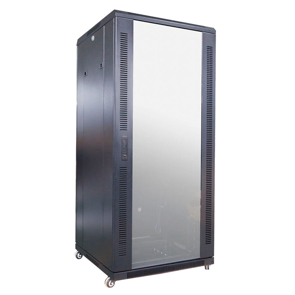 Armadio rack per pavimento - Fino a 27U rack da 19" - Fino a 800 Kg di carico - Con ventole e passacavi - 2 ventole, 2 vassoi e PDU 6 prese - Fornito assemblato - RACK-27UFN
