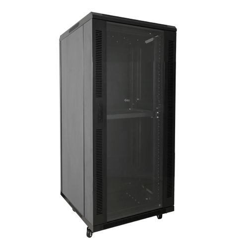 Armadio rack per pavimento - Fino a 18U rack da 19" - Fino a 800 Kg di carico - Con ventole e passacavi - 2 ventole, 2 vassoi e ciabatta 6 prese - Non assemblato - RACK-F18UN