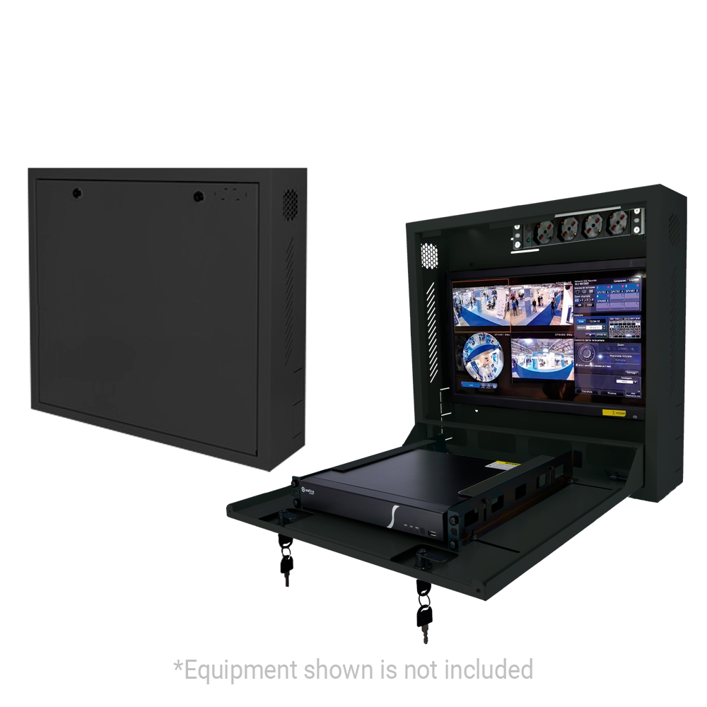 Box di sicurezza - Speciale per installazione a parete - Formato verticale - 2 chiavi e serrature - Ingressi laterali per il cablaggio - Fori VESA per monitor