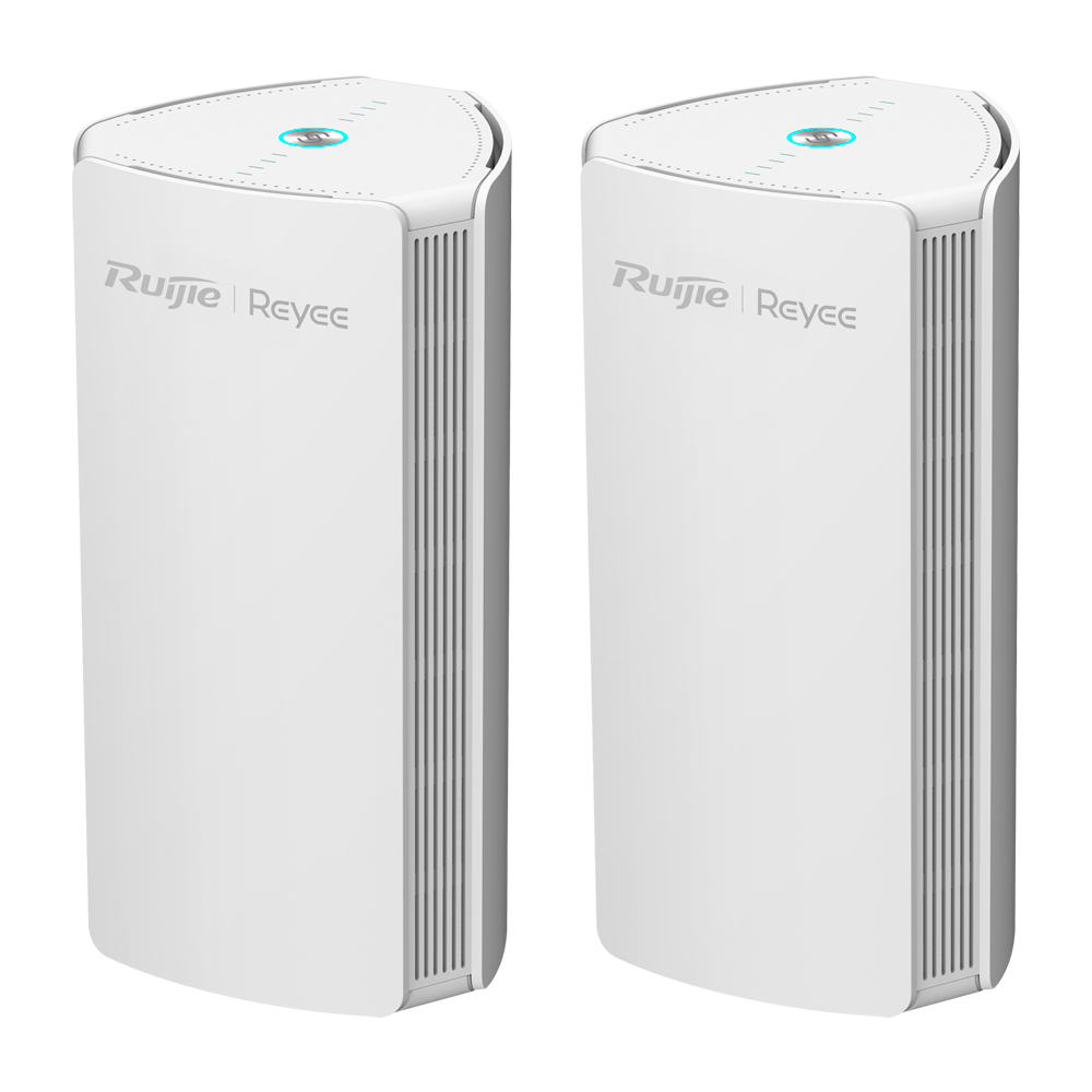 Reyee Pack 2 Routers Gigabit Mesh Wi-Fi 6 AX1800 - 3 Porte RJ45 10/100/1000 Mbps - 802.11ax 2x2 doppia banda 2.4 e 5 GHz - Gestione remota attraverso Cloud e App - Control Parental , Rete ospiti, Roaming - Progettato per creare una rete Mesh completa