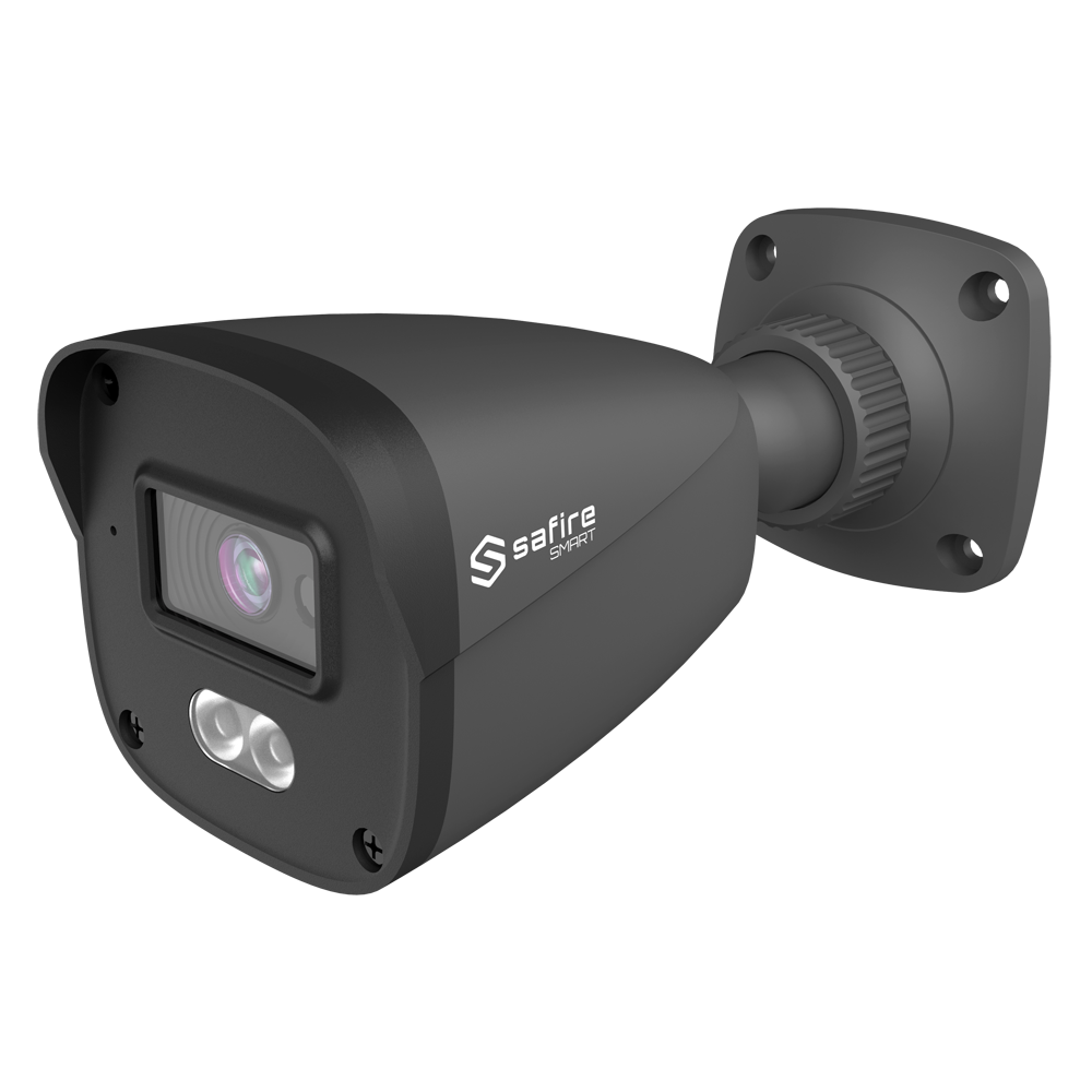 SF-IPB070A-4B1-DL-GREY Safire Smart - Telecamera Bullet IP - 4 Megapixel - Ottica 2.8 mm | Rilevamento avanzato del movimento - Doppia illuminazione: IR + Bianco portata 20 m | Microfono