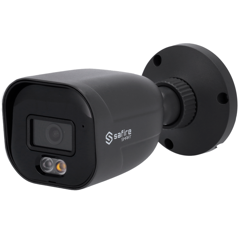 SF-IPB080A-4E1-DL-GREY Safire Smart Telecamera Bullet IP gamma E1 IA - Colore Grigio - 4 Megapixel - Ottica 2.8 mm | Microfono integrato | DL 30m - IA: Classificazione di persone e veicoli | P2P