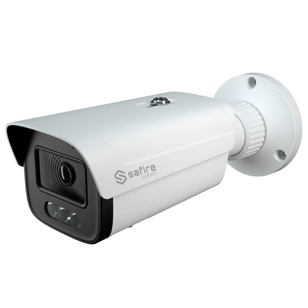 Safire Smart - Telecamera Bullet IP gamma E1 Night Color - Risoluzione 4 Megapixel (2566x1440) - Ottica 2.8 mm | MIC | LED 30m - IA: Classificazione di persone e veicoli - Waterproof IP67 | PoE (IEEE802.3af)