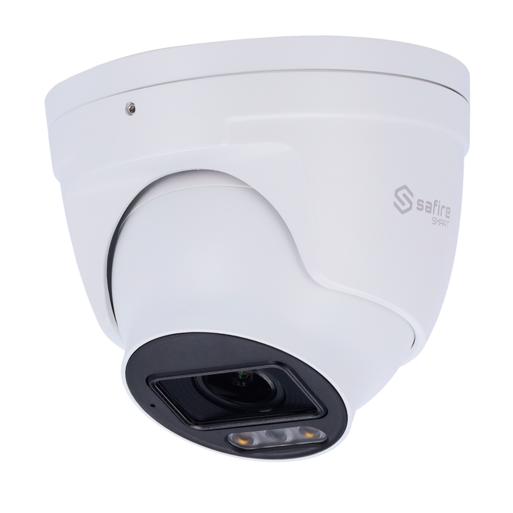 Safire Smart - Telecamera Turret IP gamma E1 Night Color IA - Risoluzione 4 Megapixel (2566x1440) - Ottica Motorizzata 2.8~12mm | IR&Led fino a 40m - IA: Classificazione di persone e veicoli - Waterproof IP67 | PoE (IEEE802.3af)