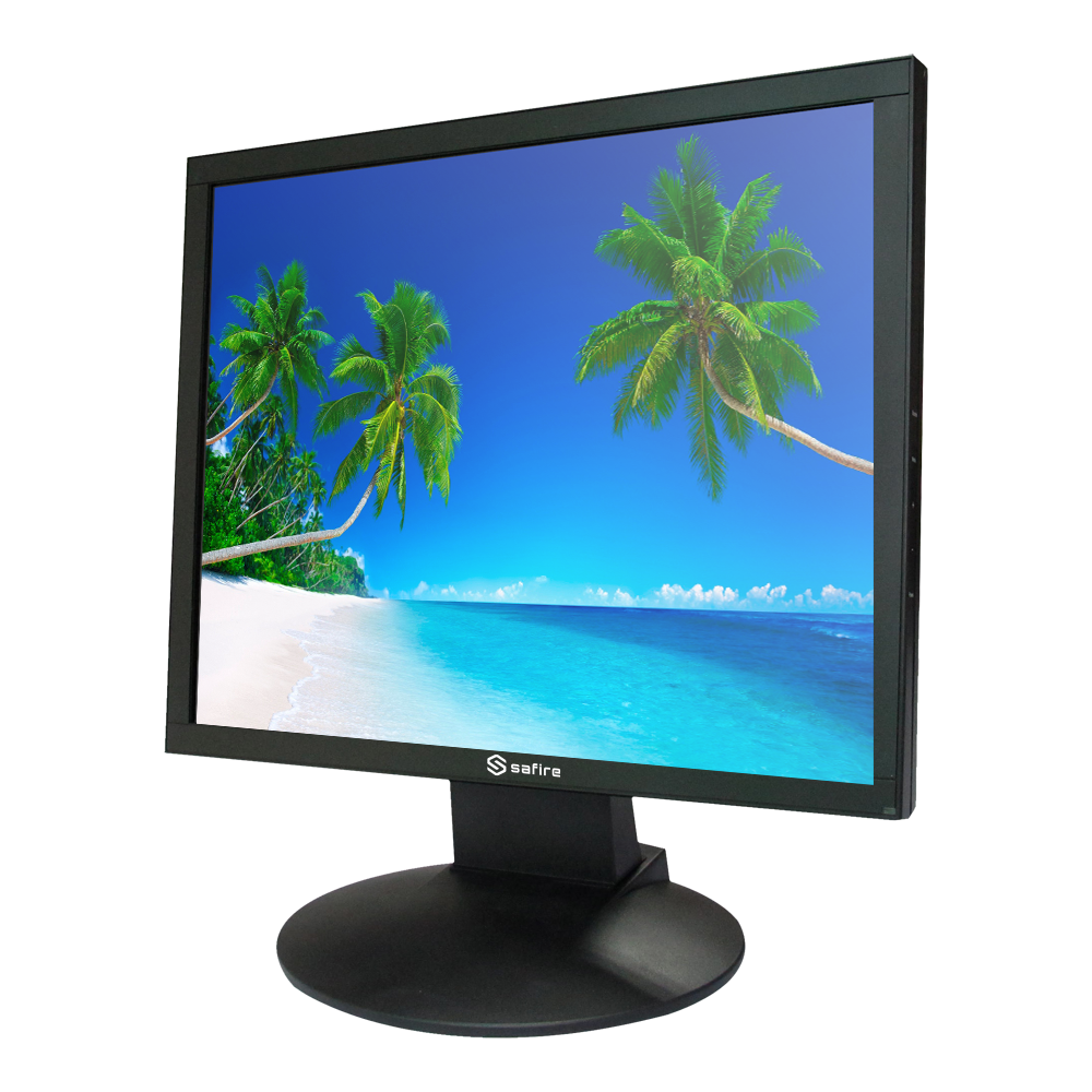 Monitor SAFIRE LED 19" - Progettato per la videosorveglianza 24/7 - HDMI, VGA, BNC e Audio - Risoluzione 1280x1024 - Altoparlanti integrati - Supporto VESA 75x75 mm