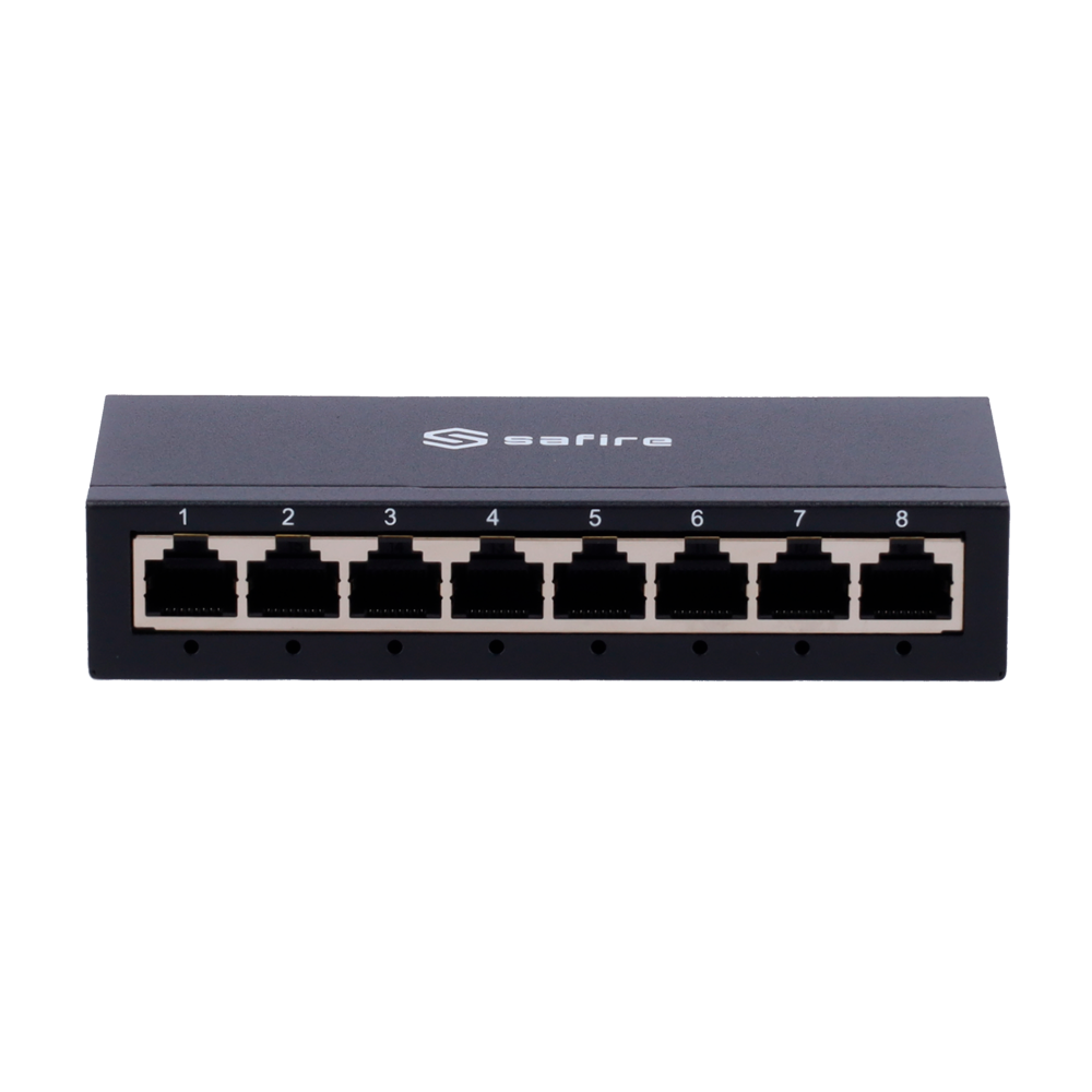 Safire Switch da tavolo - 8 porte Gigabit - Velocità 10/100/1000 Mbps - Plug & Play - Tecnologia di risparmio energetico - Housing metallico