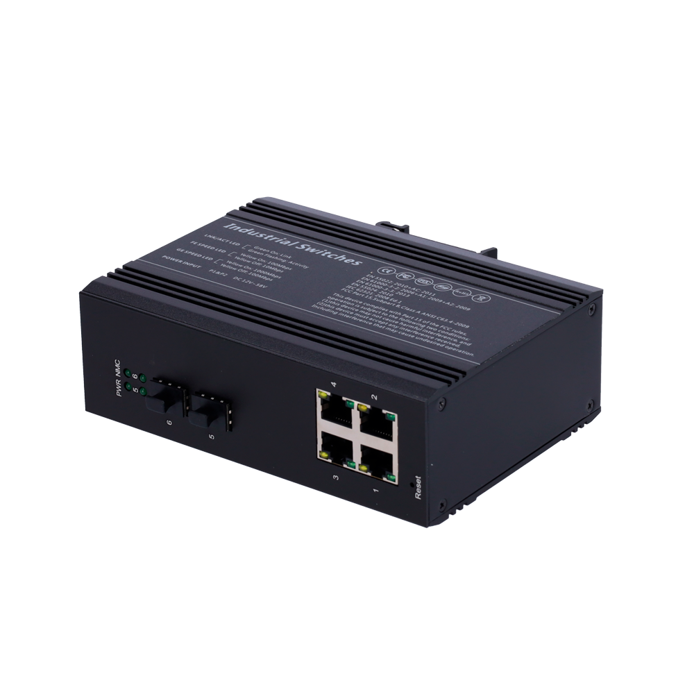 Switch PoE White Label - Montaggio su guida DIN - 4 Porte Gigabit + 2 SFP Gigabit - 90W porte 1 o 2 / 30W porta 3-4 / Massimo 120W - IEEE802.3af/at/bt | PoE/PoE+/Hi-PoE - VLAN/STP/RSTP/MSTP/ERPS/SNMP/ACL - Static LAG/IGMP Snooping/DHCP Snoop/802.1x