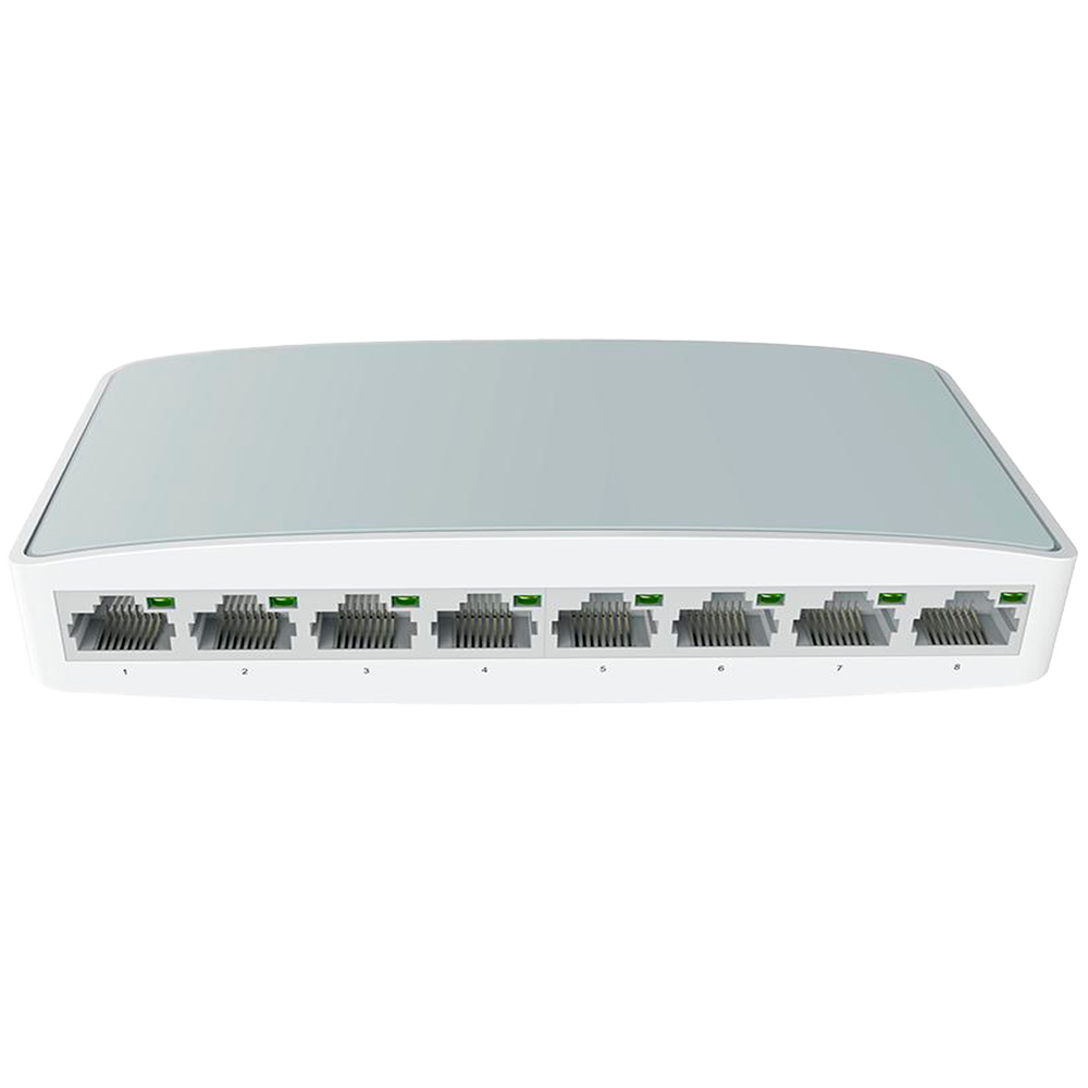 Switch da tavolo - 8 porte Fast Ethernet - Velocità 10/100 Mbps - Plug & Play - Supporta IEEE802.3x - Supporta MDI/MDI-X