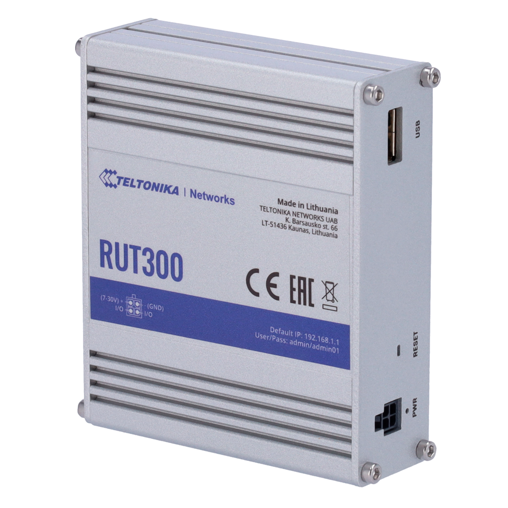 Teltonika Router Industriale - 5 porte Ethernet RJ45 Fast Ethernet - USB 2.0 - 2x Ingressi + 2 Uscite Digitali - Alloggiamento in Alluminio