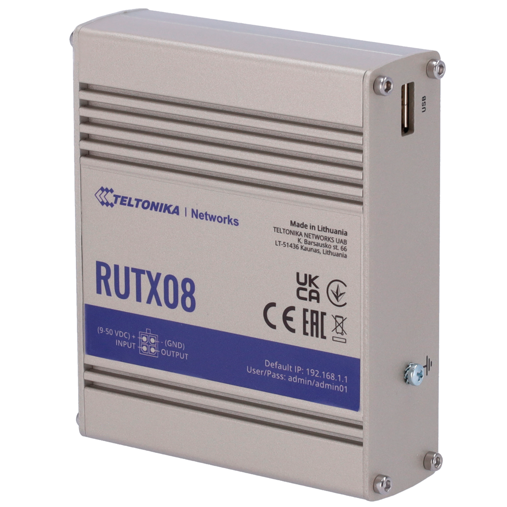 Teltonika Router Industriale - 4 porte Ethernet RJ45 Gigabit - USB 2.0 - Ingresso/Uscita Digitale - Alloggiamento in Alluminio