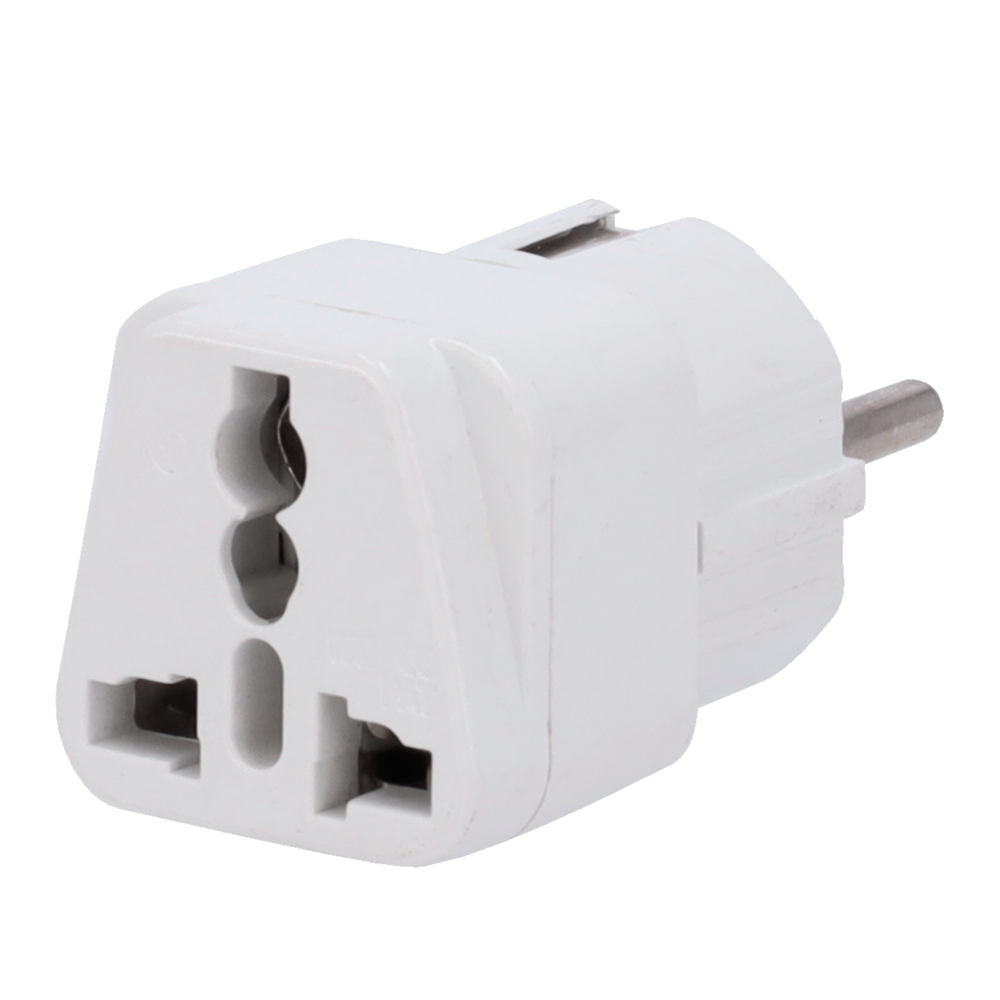 Adattatore - Da Spina Tipo G (UK) a Spina Tipo F (UE) - Tensione 250V AC - Corrente massima in uscita 10-16 A - Colore bianco