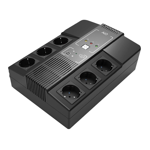 UPS monofase line-interactive - Potenza 600VA/360W - Entrata 220~240 Vac /Uscita 230 Vac - 6 uscite SAI/UPS protette - Tempo di ricarica 6~8 ore - Batteria al piombo-acido sigillata (inclusa)