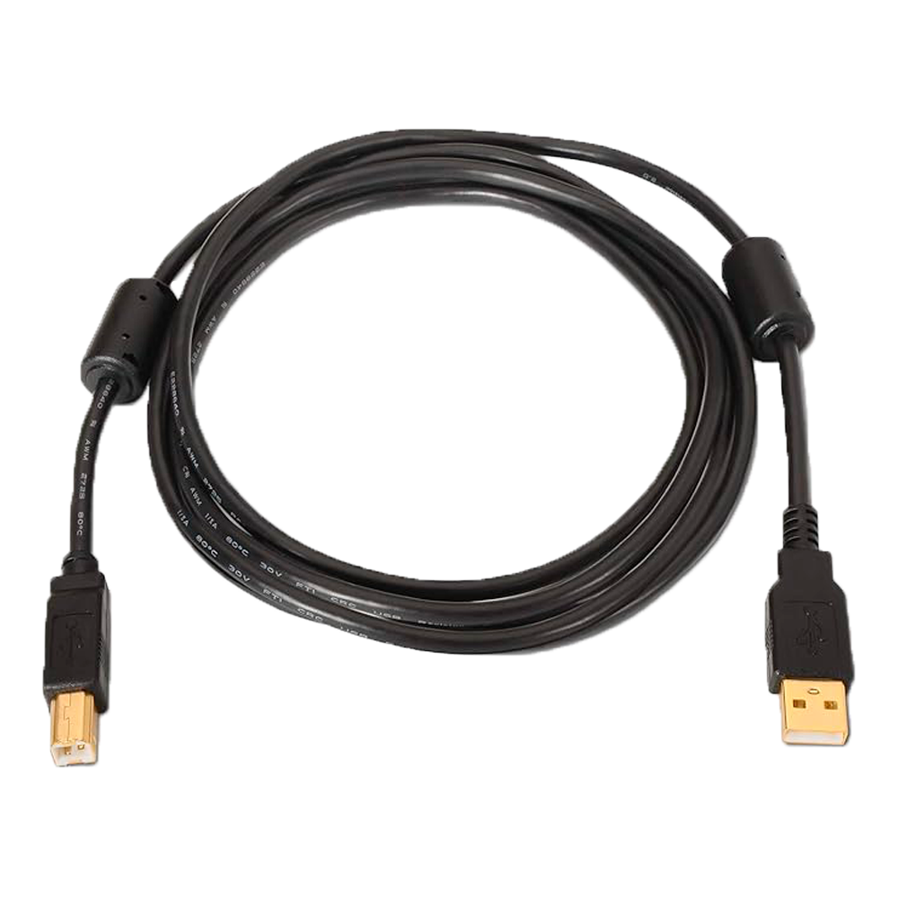 Cavo USB 2.0 - Per Stampante - Connettori tipo A/M-B/M - Lunghezza 5,0 m - Qualità eccellente (28AWG+22AWG - Colore nero