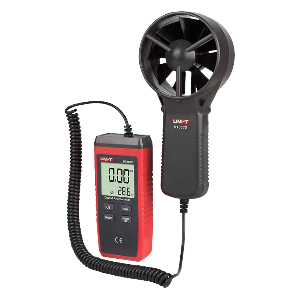 Anemometro di tipo split - Sensore di velocità del vento ad alta precisione - Sensore di temperatura - Spegnimento automatico - Valori Massimi, Minimi e Medi - Display LCD retroilluminato