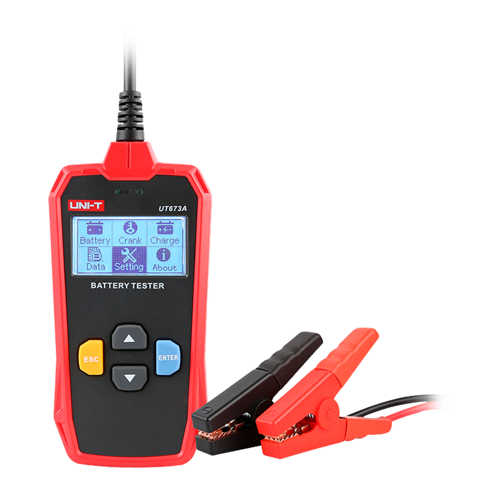 Tester per batterie - Misura capacità , tensione, resistenza e stato - Tester di carica e di avviamento delle batterie 12V/24V - Adatto per testare fino a 10 tipi di batterie