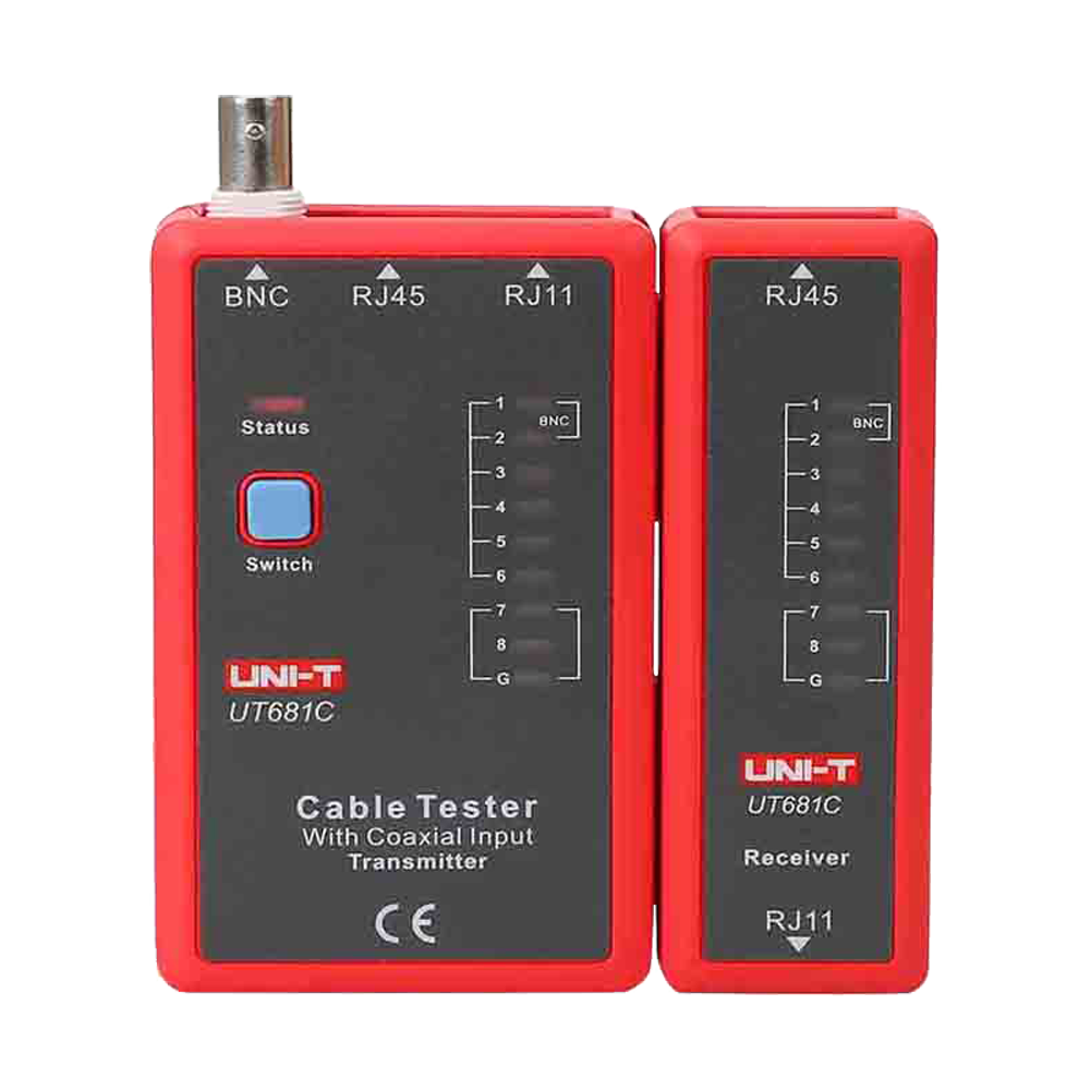 Tester di cavi - Controllo dello stato dei cavi RJ45/RJ11/BNC - Test modalità veloce e modalità lenta - Spegnimento automatico