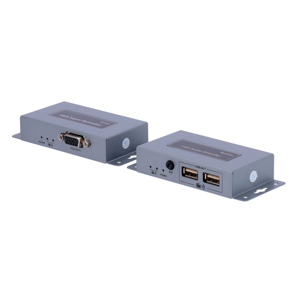 Estensore VGA/USB per UTP - Trasmettitore e ricevitore - Distanza 100 m - Fino a 1920x1440 - VGA-KVM-EXT