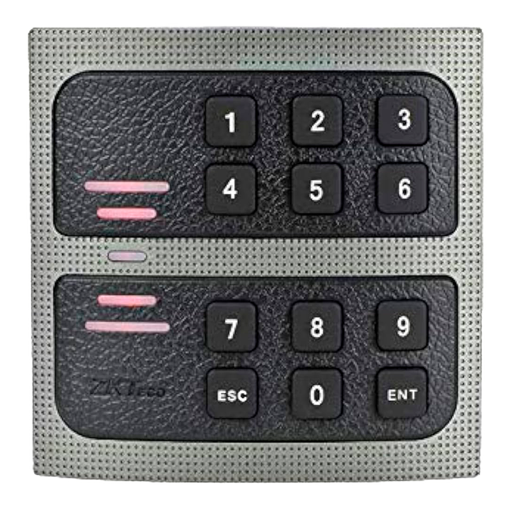 Lettore di accesso - Accesso tramite scheda MF/LEGIC/HID/Felica e PIN - indicatore LED e acustico - Wiegand 34 - Compatibile con i controller ZKTeco - Adatto per esterni IP64