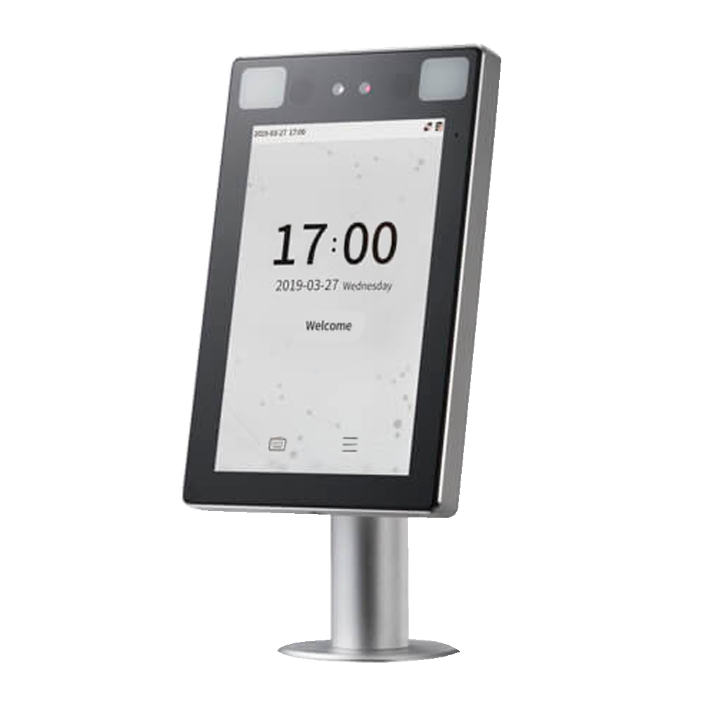 Controllo accessi e presenza per tornelli IP68 - Riconoscimento facciale, del palmo della mano, scheda EM e PIN - 30.000 volti | 1.000.000 registri - 8" IPS touch | TCP/IP, WiFi, RS485 e Wiegand - Soft. Accessi: ZKBioCV - Soft. Presenza: ZKBioTime8 | GoTime Cloud